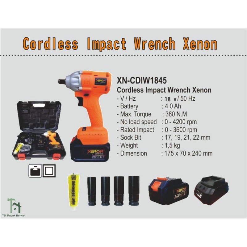 Cordless Impact Wrench Xenon Pembuka Baut