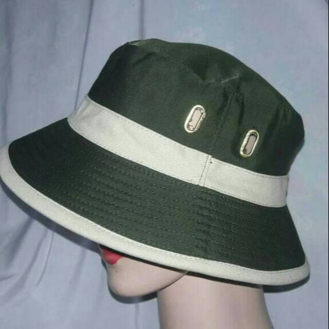 Topi bucket hijau army/bucket hat rimba