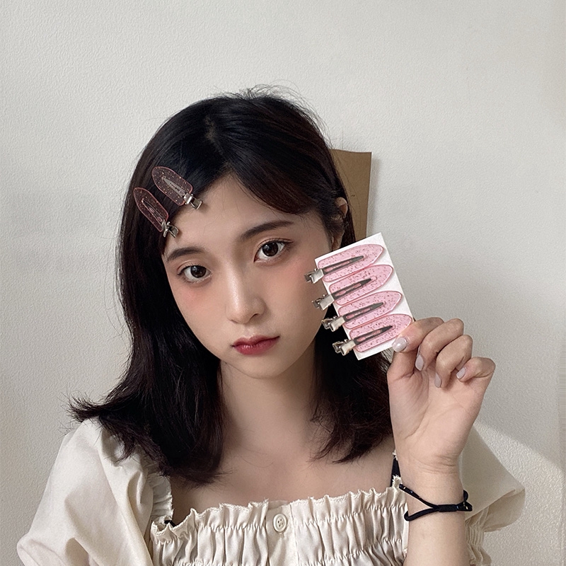 4pcs / Set Jepit Rambut Duckbill Bahan Resin Transparan Warna Permen Gaya Jepang Korea Untuk Wanita
