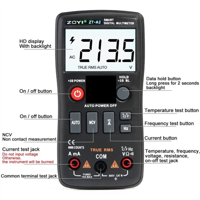 Zoyi ZT Auto Smart Multitester Avometer Digital AC