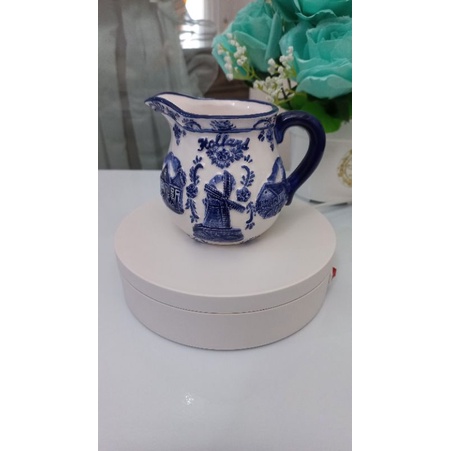 Milk Can Embossed Holland Delft Blue