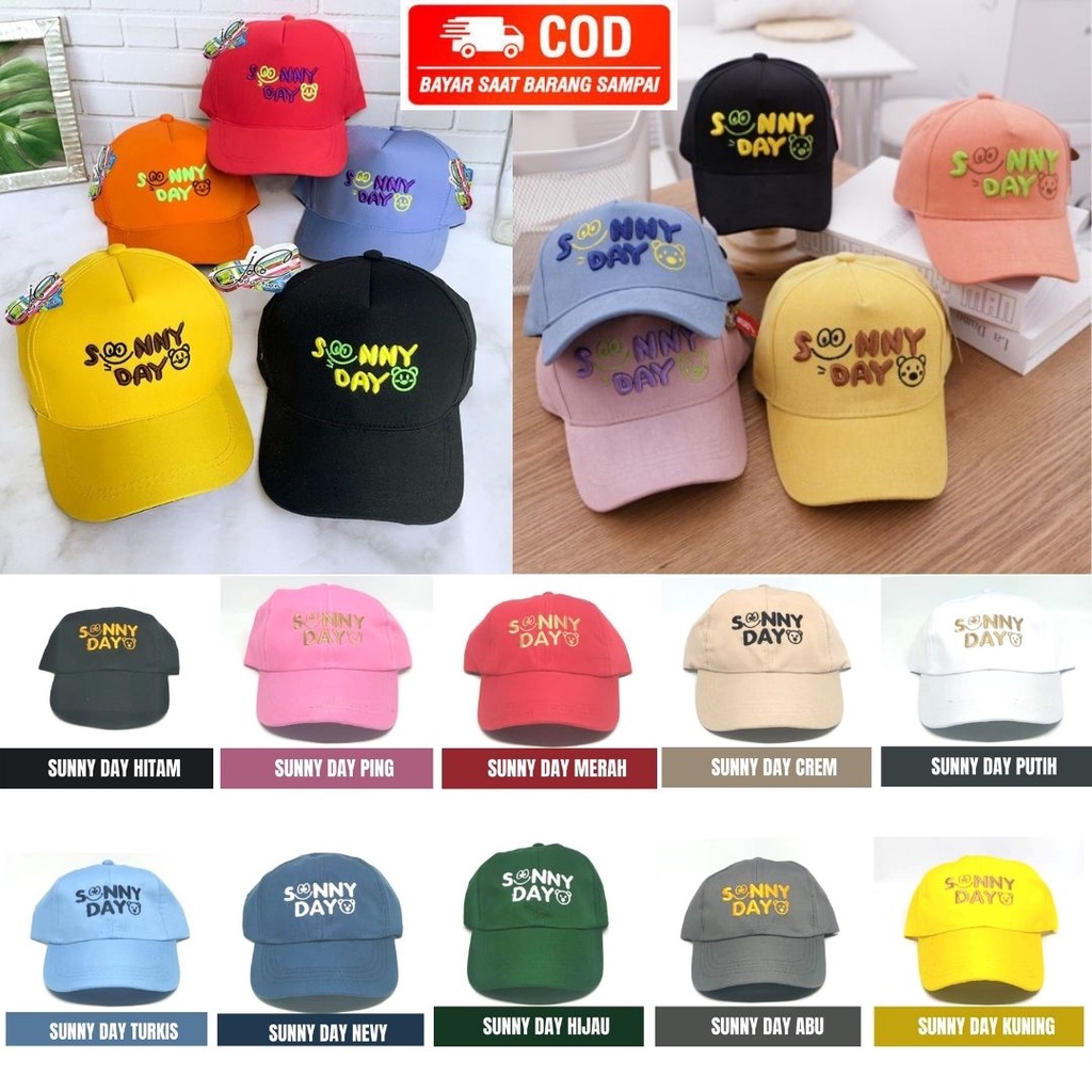 Promo Topi Baseball Anak Bordir Lucky /Karakter Spongbob / Super Dino / Sunny Day Usia 2-10 Tahun Laki Perempuan Imut Lucu Kualitas Premium
