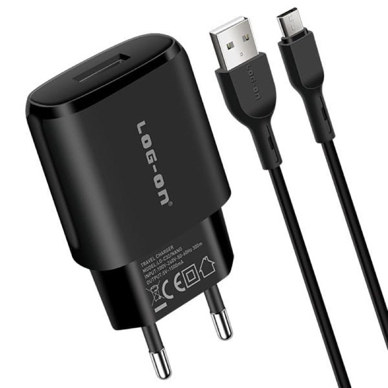 CHARGER - TC LOG ON LO-C32 POWER CHARGER NANO 1.5A MICRO USB FULL SPEED