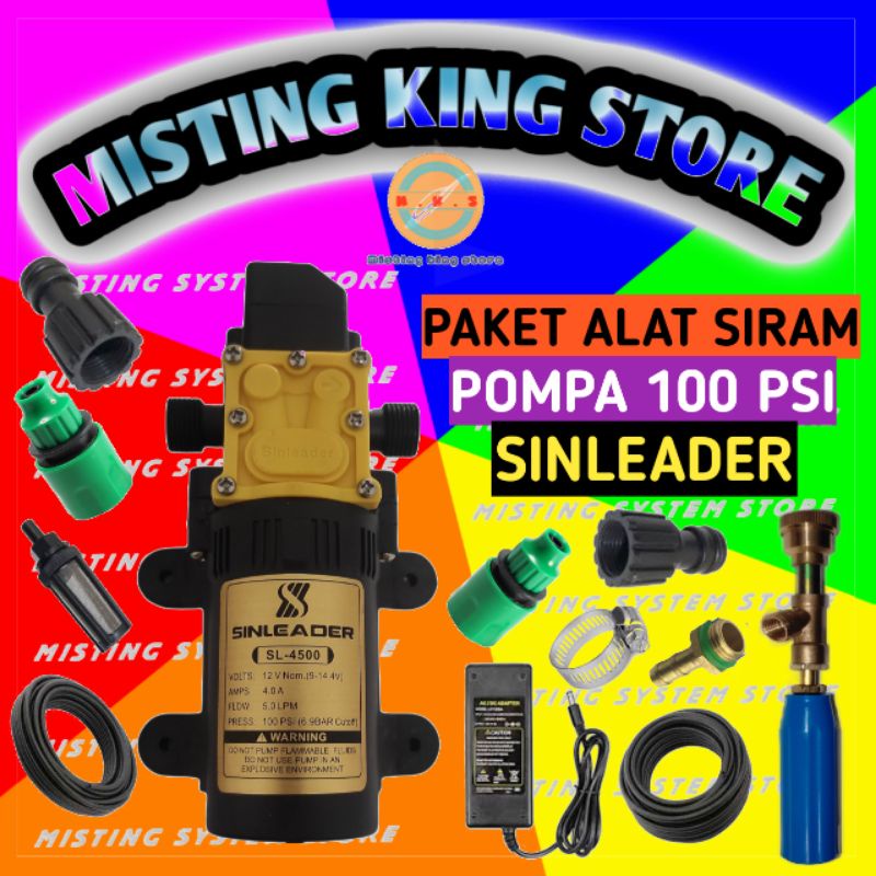 PAKET SET ALAT SIRAM TAMAN KEBUN STEAM ALAT CUCI MOTOR MOBIL KENDARAAN DINAMO POMPA DC 12 V SINGLE PUMP SINLEADER STICK SPRAYER GUN 20CM QUICK RELEASE CONNECTOR SELANG PE BOOSTER PUMP