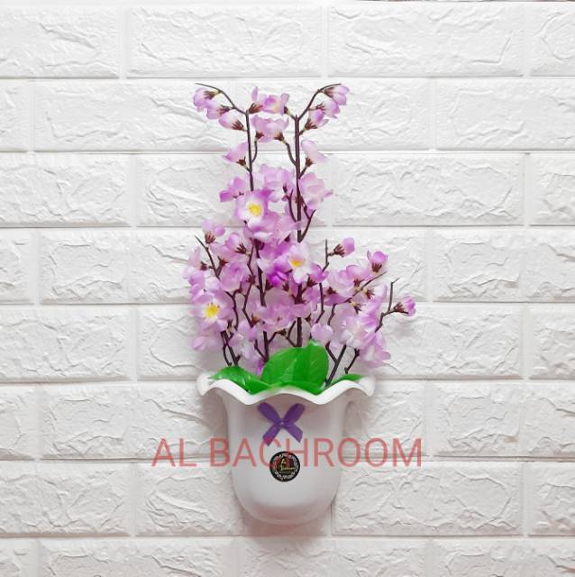 BUNGA SAKURA ARTIFICIAL PAKET POT DINDING OMBAK RB6038 BUNGA PLASTIK MURAH BUNGA RTIFICIAL HIASAN DINDING HOME DECOR