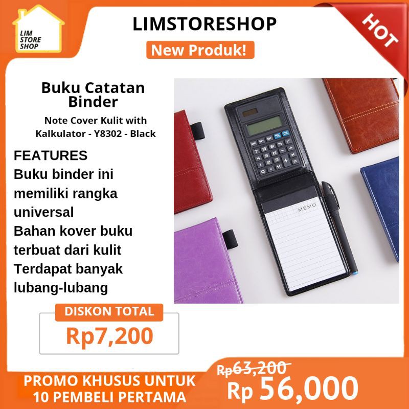 

kalkulator calculator buku catatan buku catatan kecil Binder Note Cover Kulit with - Y8302 - Brown