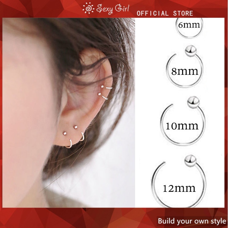 1 Pasang Anting Klip Anti Alergi Ukuran 6mm 8mm 10mm Untuk Wanita