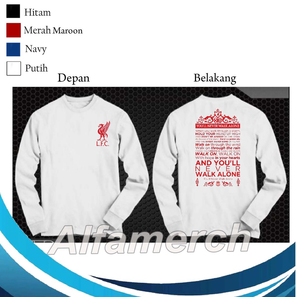 Baju Kaos Lengan Panjang LFC YNWA LIVERPOOL Keren Pria Dan Wanita Distro DIAMOND STORE