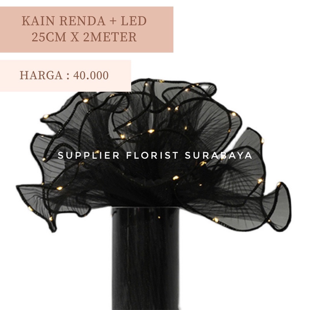 RENDA BUNGA + LED DENGAN 3 MACAM TIPE NYALA LAMPU UNTUK PEMANIS BUKET BUNGA JARING RENDA