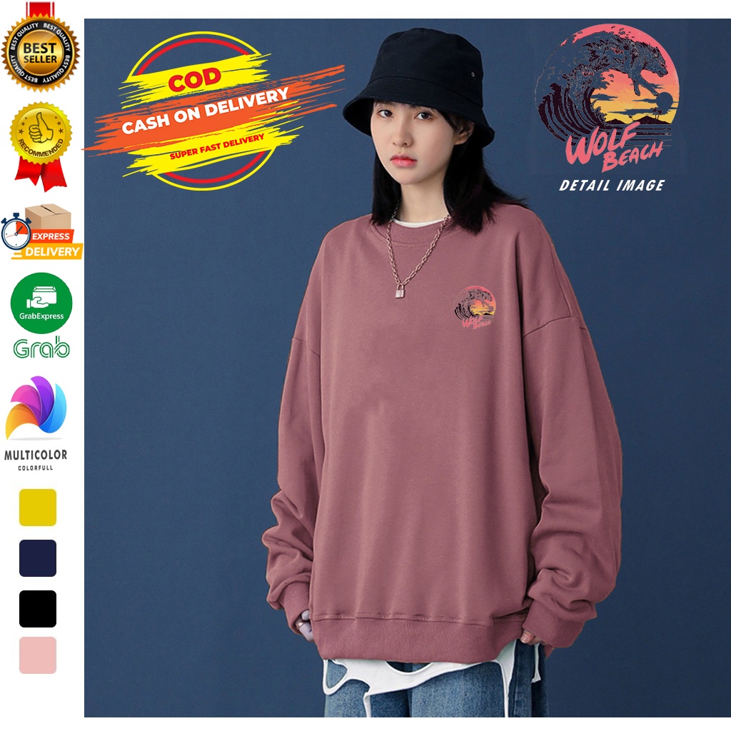 Sweater Wolf Beach | Sweater Pria &amp; Wanita Terbaru | Dhea Fashion