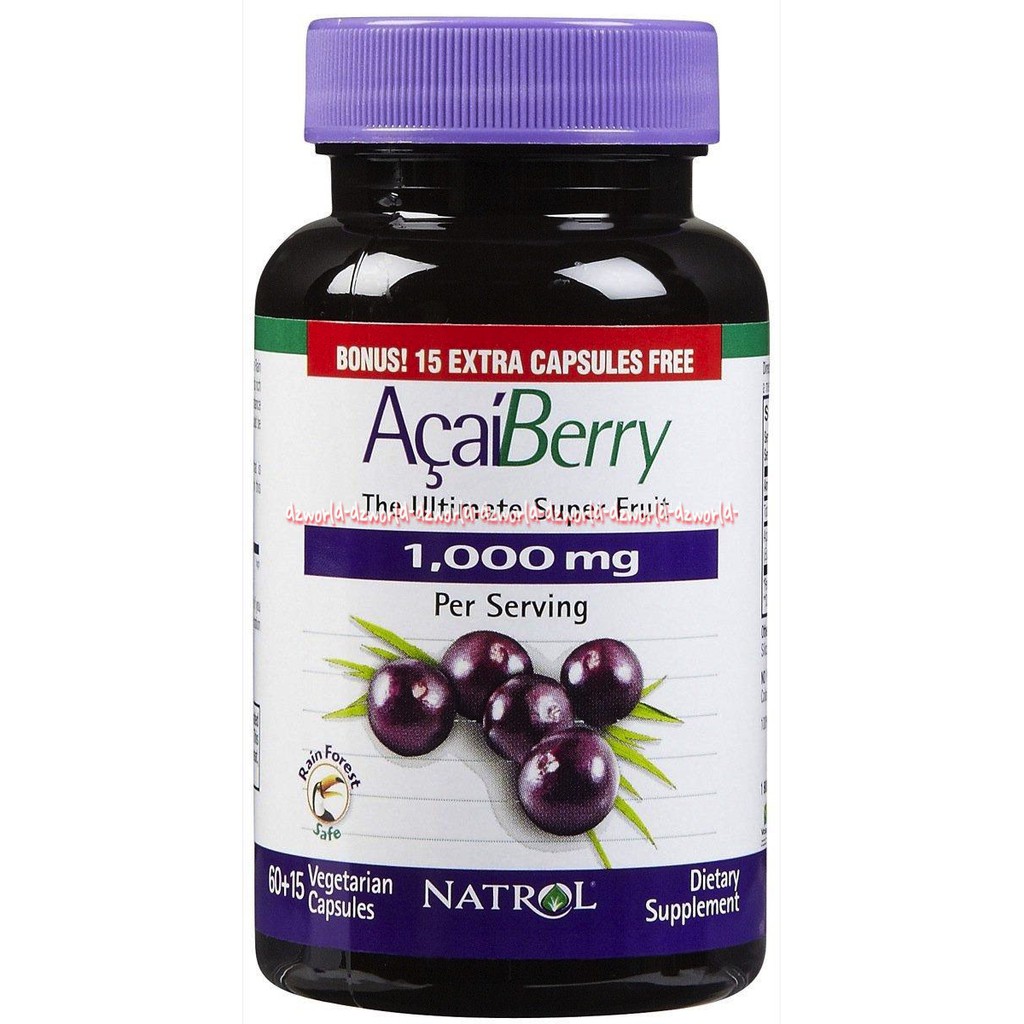 Natrol Acai Berry 1000mg Isi 75 Kapsul Suplemen Kesehatan Melawan Radikal Bebas