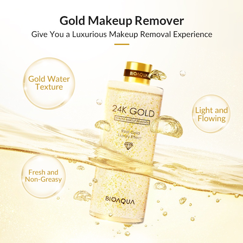 ★ BB ★ BIOAQUA 24K Gold Gentle Makeup Remover Micellar Water Lip &amp; Eye Makeup Remover For All Skin Type 300ml