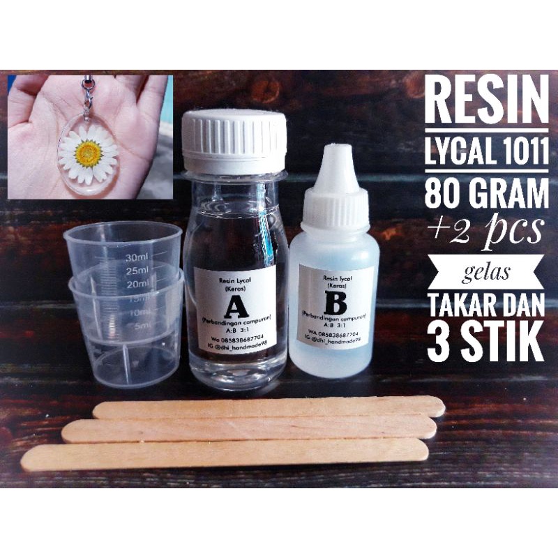 resin lycal keras 80 gram + 2 pcs gelas takar dn pengaduk nya