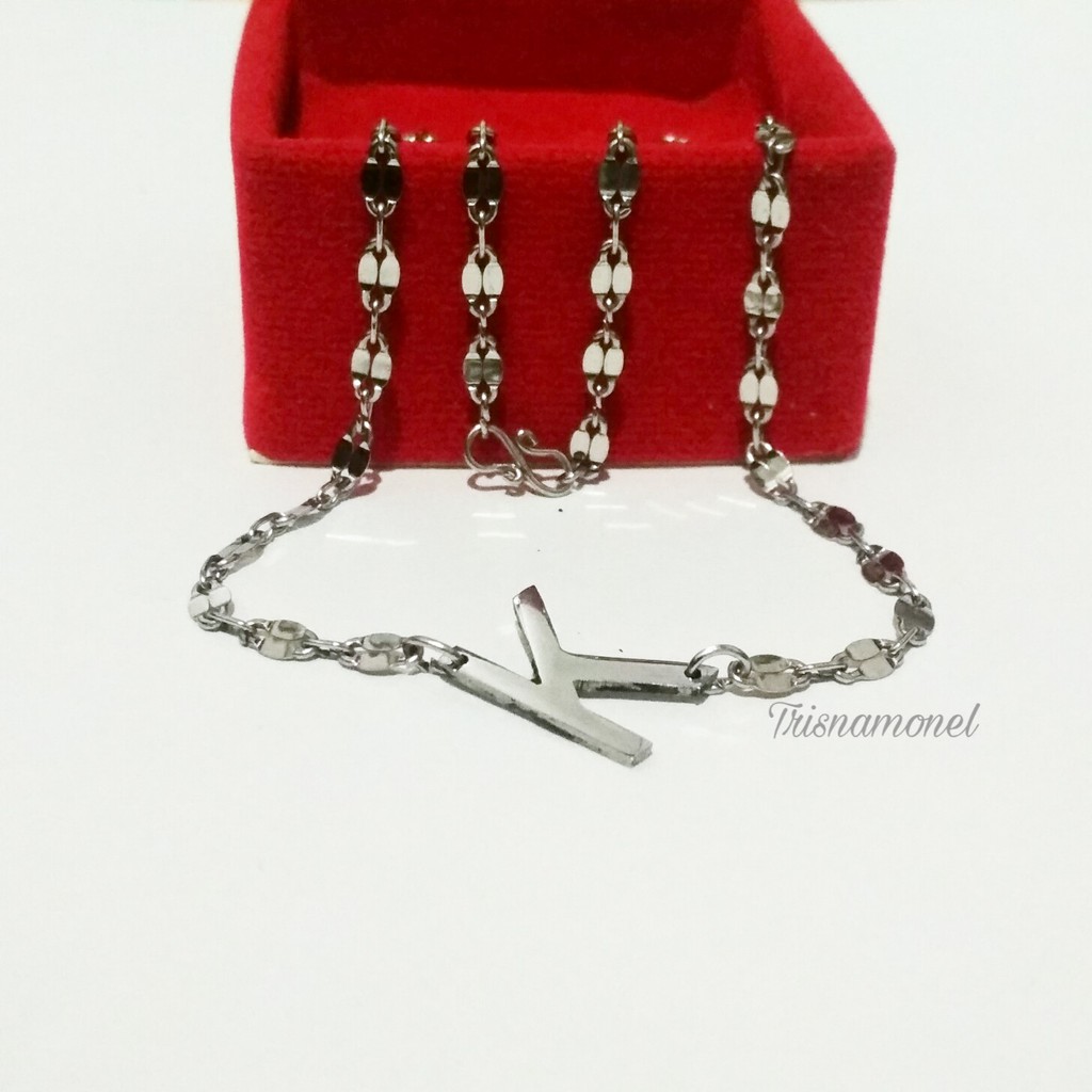 KALUNG HURUF ALFABET RANTAI MONEL ORIGINAL