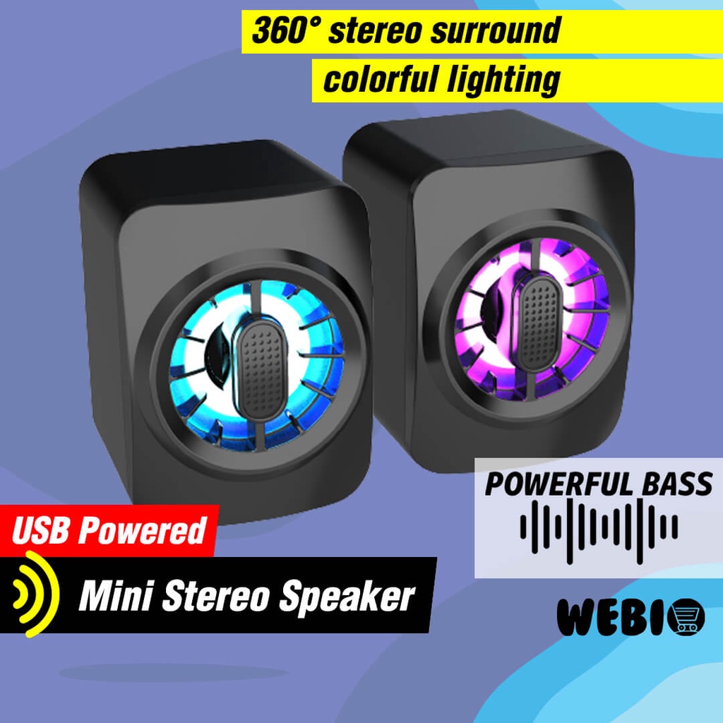 Speaker USB A10 Spiker Game Kecil Mini RGB Speker Gaming Laptop PC Komputer Full Bass Murah Portabel