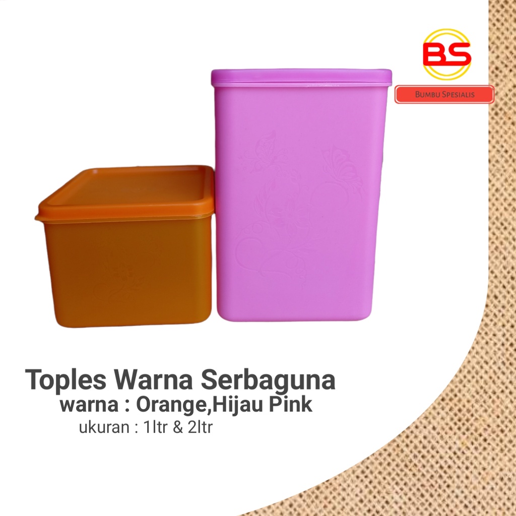 Toples Kotak / Toples Kue / Toples Persegi / Toples Serbaguna / Toples Kerupuk / Tupperware  1 Liter dan 2 Liter