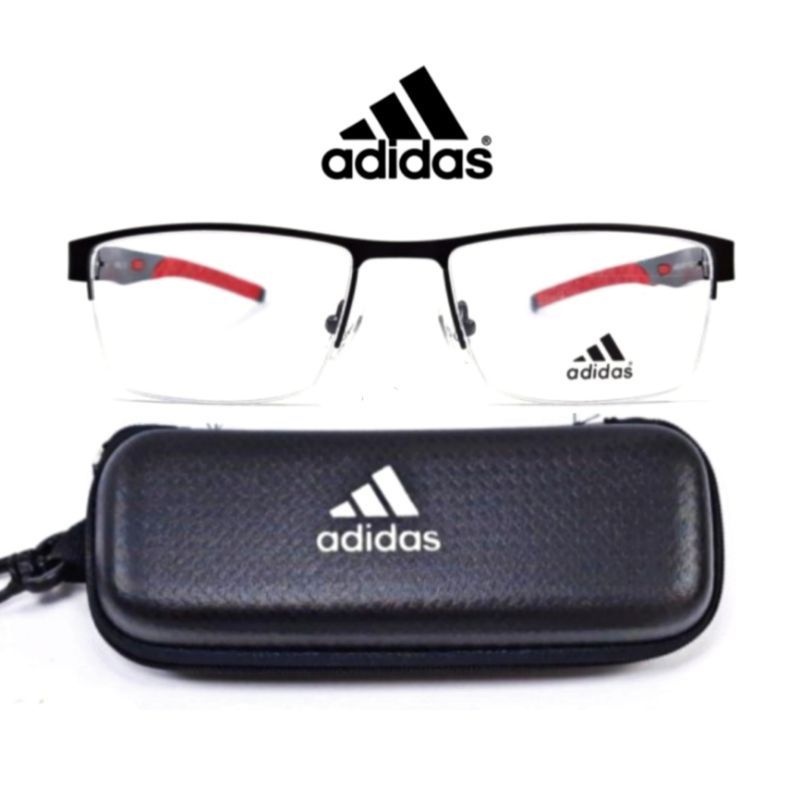 Frame Kacamata Pria Titanium Carbon Half Sporty Adidas C2-S54 BLK/R - Model Sporty Elegan