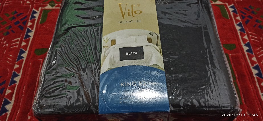 Ww Sprei Polos - Vito Signature - Hitam (black) - Pilihan Ukuran (king / Queen) - Tinggi 20cm