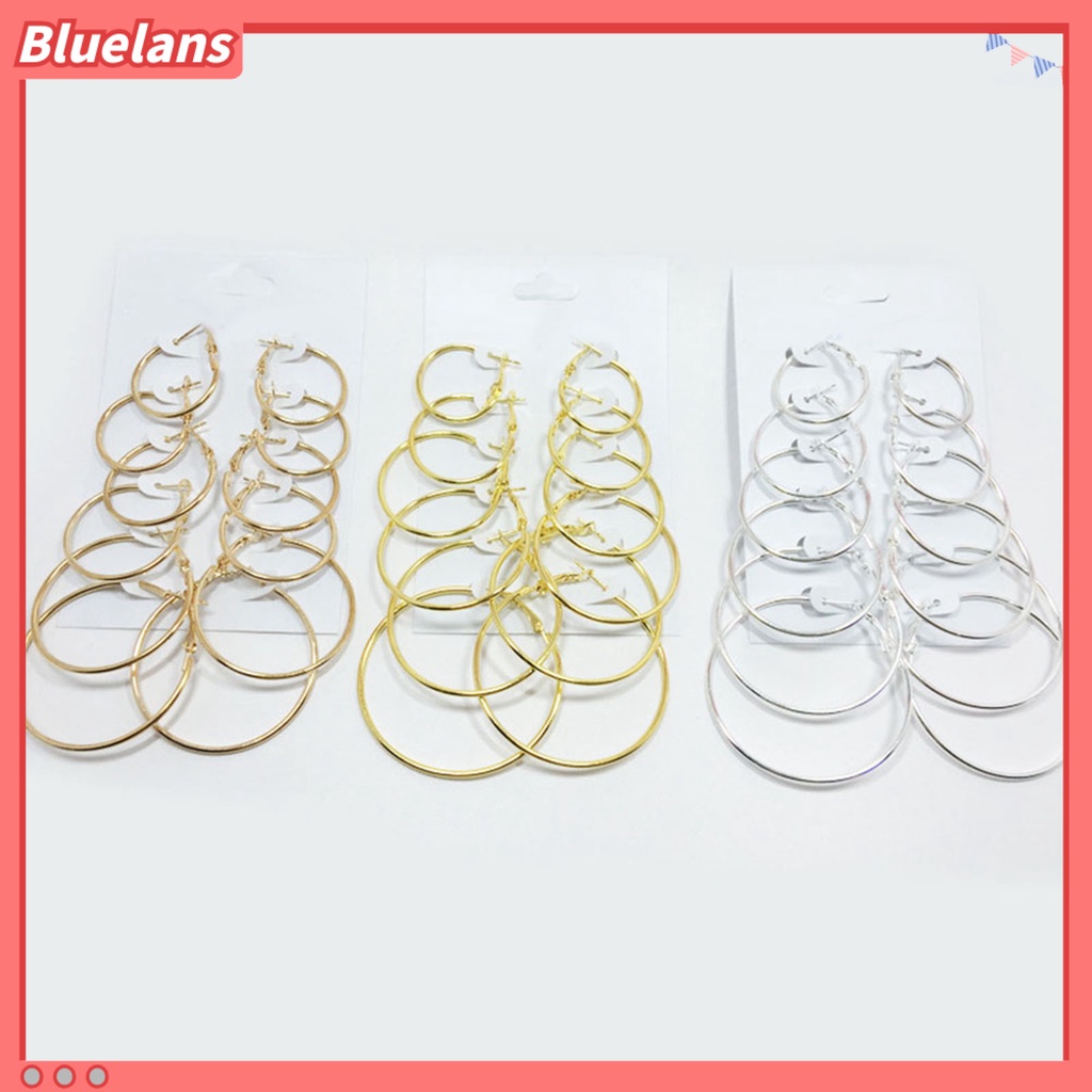 Bluelans 6Pairs Fashion Circle Hoop Dangle Earrings Pendant