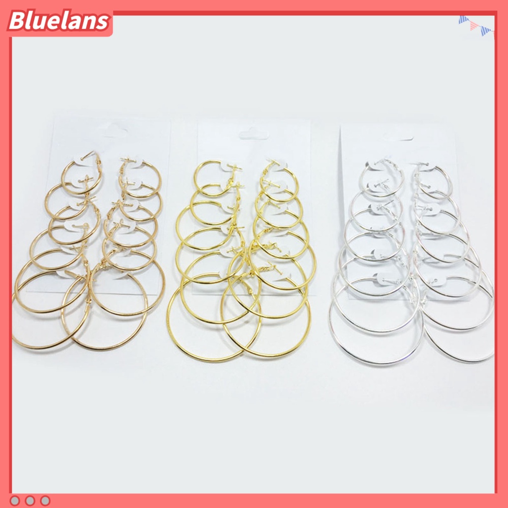 Bluelans 6Pairs Fashion Circle Hoop Dangle Earrings Pendant