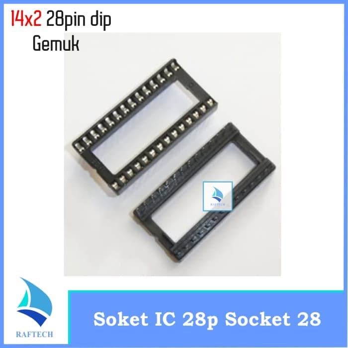 Soket IC 28p Socket 28 pin ic Dudukan 14x2 28pin dip gemuk