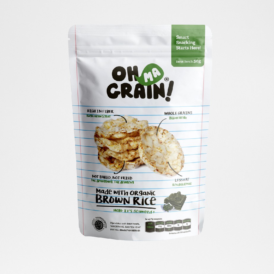 

Oh Ma Grain! - Popped Rice Crackers Seaweed 50gr (Keripik Beras)