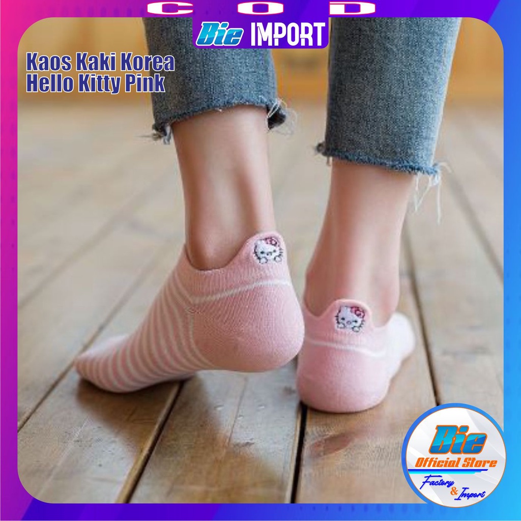 Kaos Kaki Korea Wanita Motif Hello K Impor Best Seller