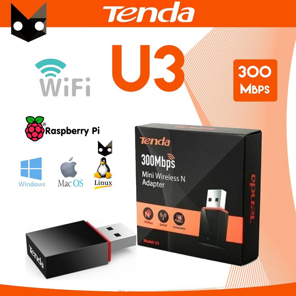 TENDA U3 USB WIRELESS ADAPTER FAST 300mbps WIFI DONGLE/RECEIVER N300 PENGGANTI TENDA U1