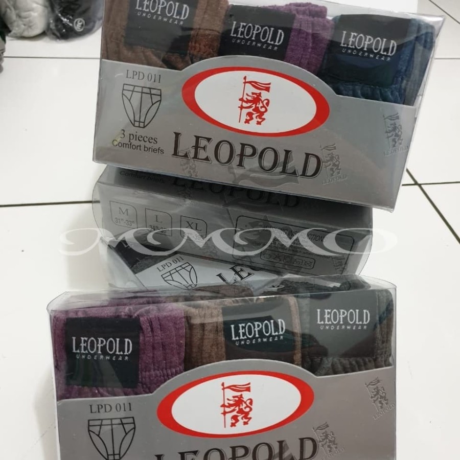 Celana dalam pria Delvera / Leopold Warna campur, M L XL per dus isi 3 pcs