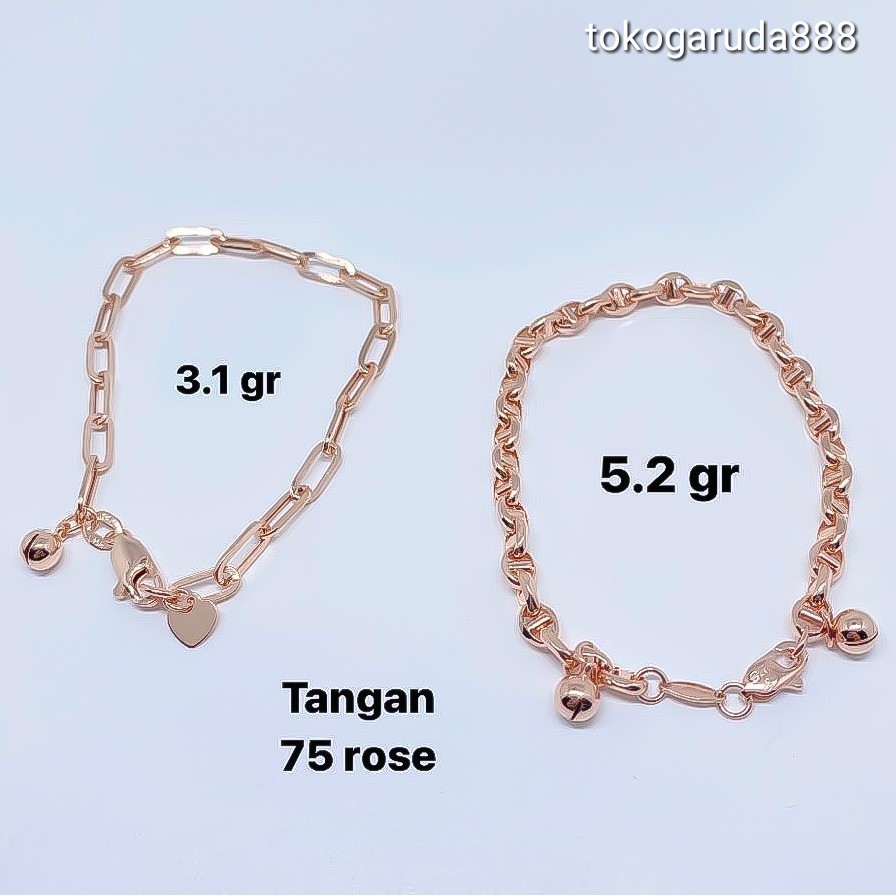 Rantai tangan kaki gelang tali anak dan dewasa emas asli kadar 70% 700 filk segiempat padat cowok cewek 750 75% gold