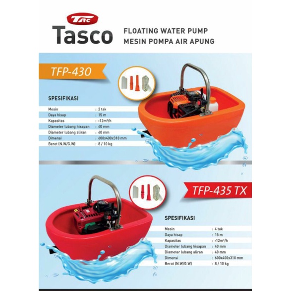 Tasco Floating Pump TFP435TX 4 Tak / Pompa Air Apung 4tak
