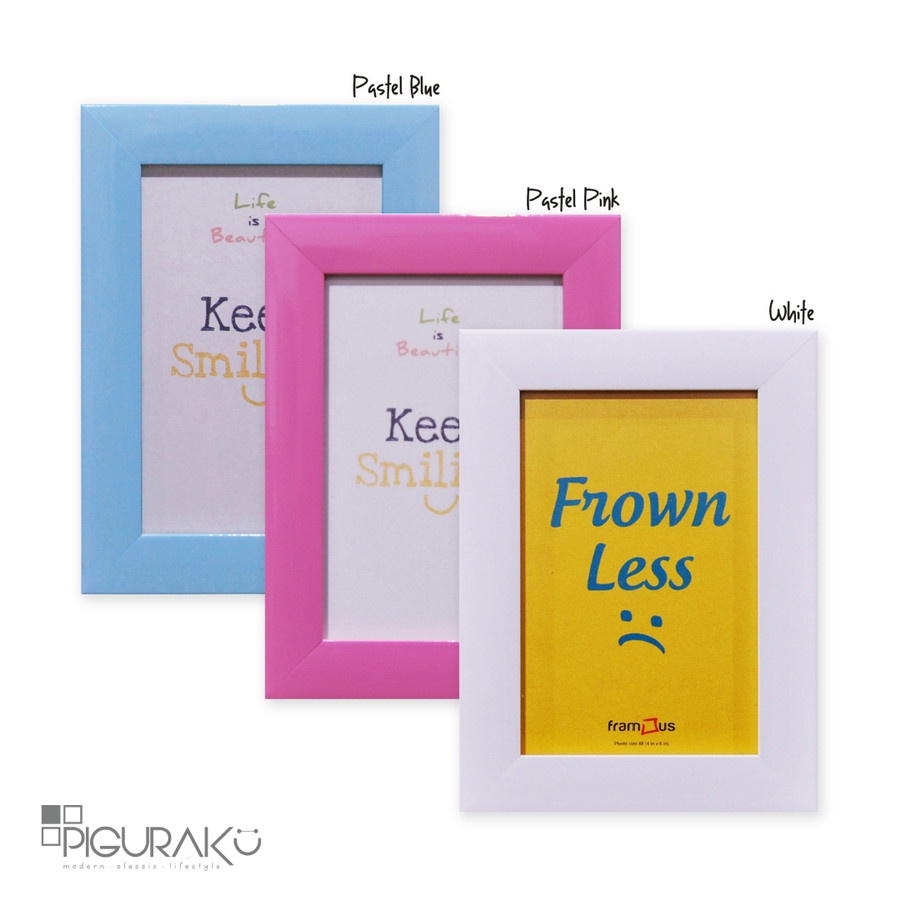 Pigura Foto Minimalis - 4R (10x15 cm) - Bingkai Foto 4R Pink, Biru & Putih