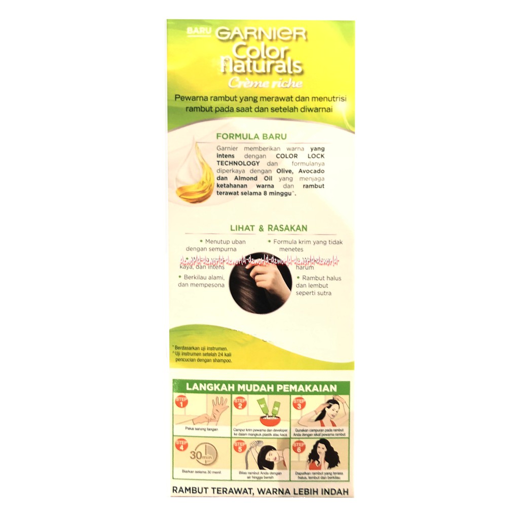 Garnier Color Natural no. 1 Natural Black Hitam Pewarna Rambut Cat Uban Hair Color Pewarna Garnieer