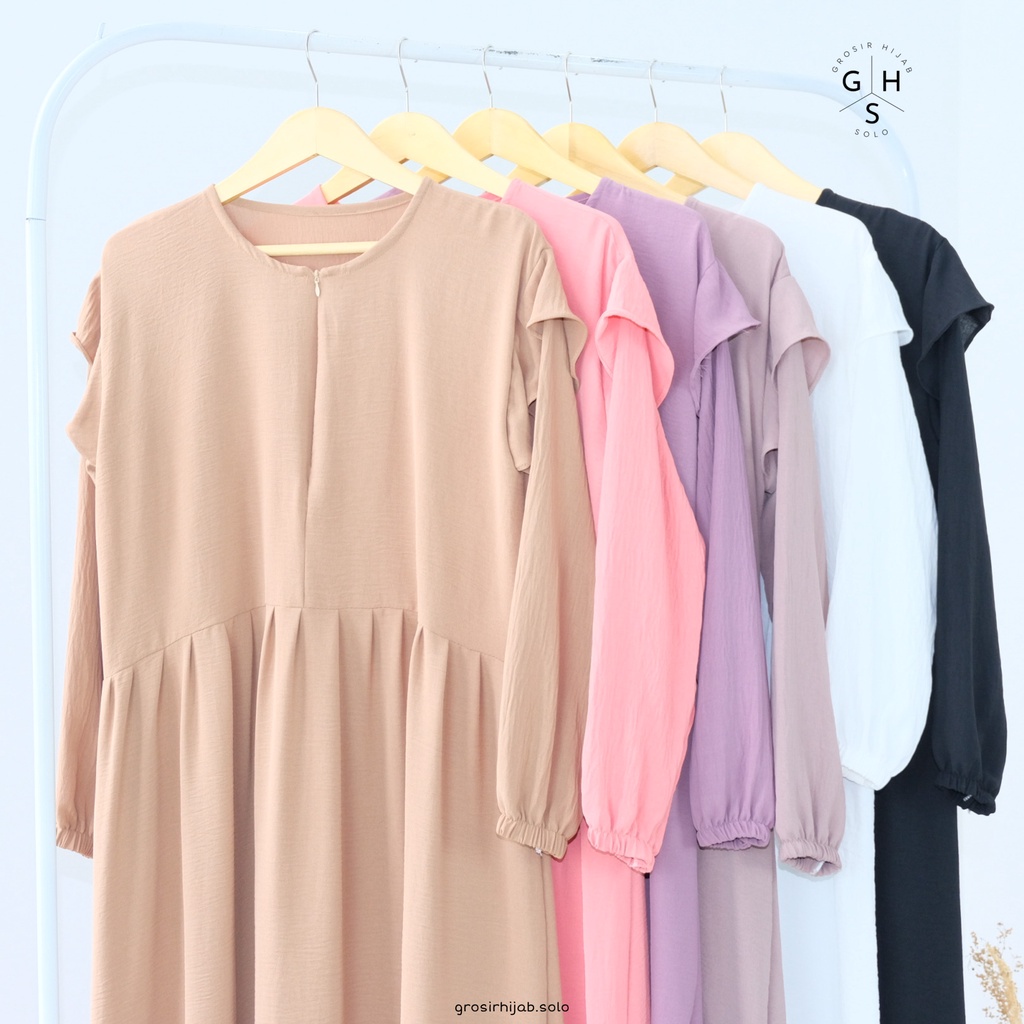 (MGA) GAMIS GENKA OVERSIZE MIDI DRESS REMAJA WANITA CRINCLE AIRFLOW