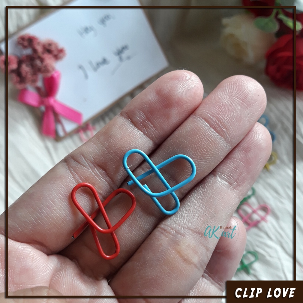 Clip paper Love, Klip kertas bentuk love lucu untuk penjepit kartu ucapan/buket