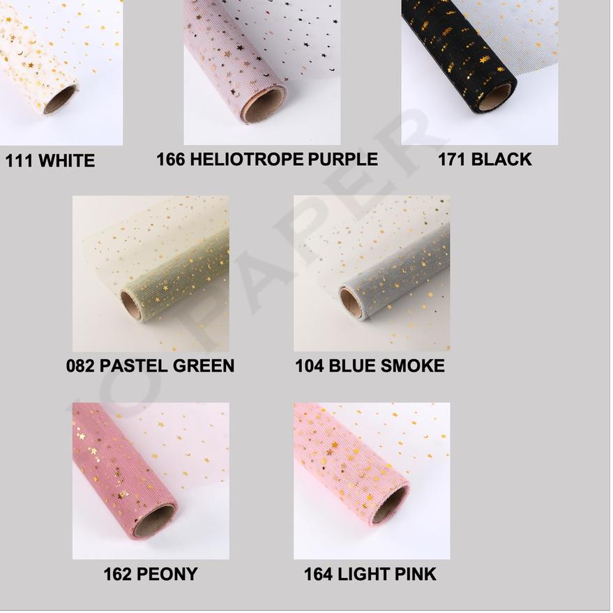 

Hot Sale 12.12 Flower Wrapping Paper Motif Bulan Bintang / Mesh Roll / Kertas Buket Bunga Florist Mo