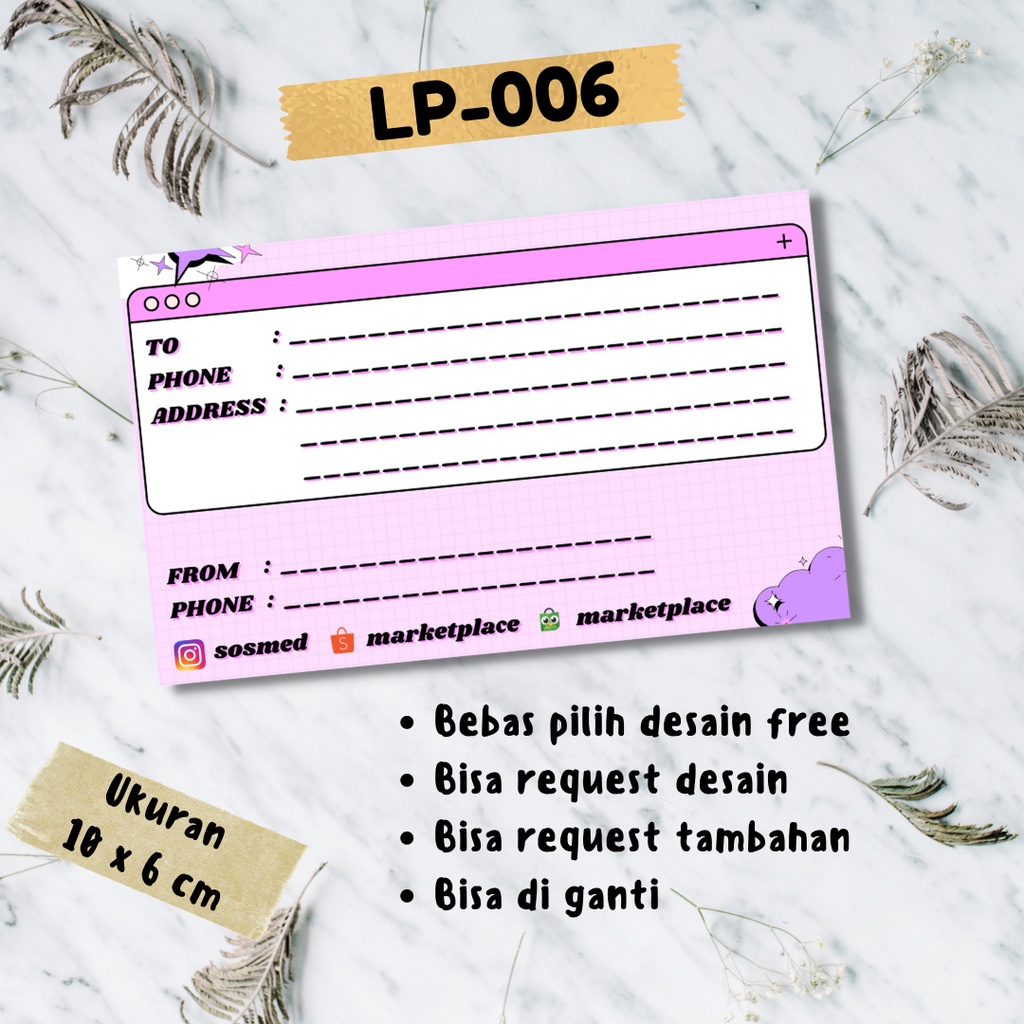 

LABEL PENGIRIMAN ONLINE SHOP BEBAS PILIH DESAIN CETAK