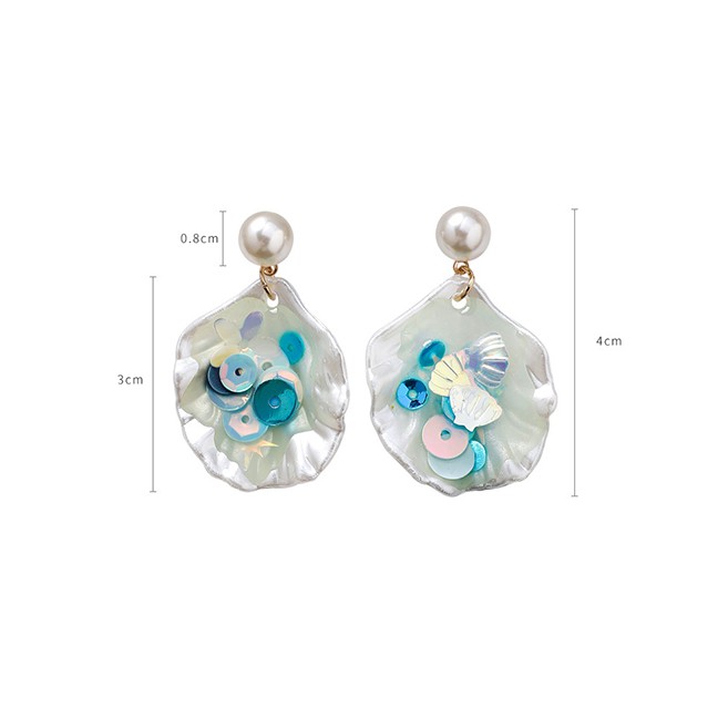 LRC Anting Tusuk Fashion  Pearl Sequined Shell Earrings FF6561X