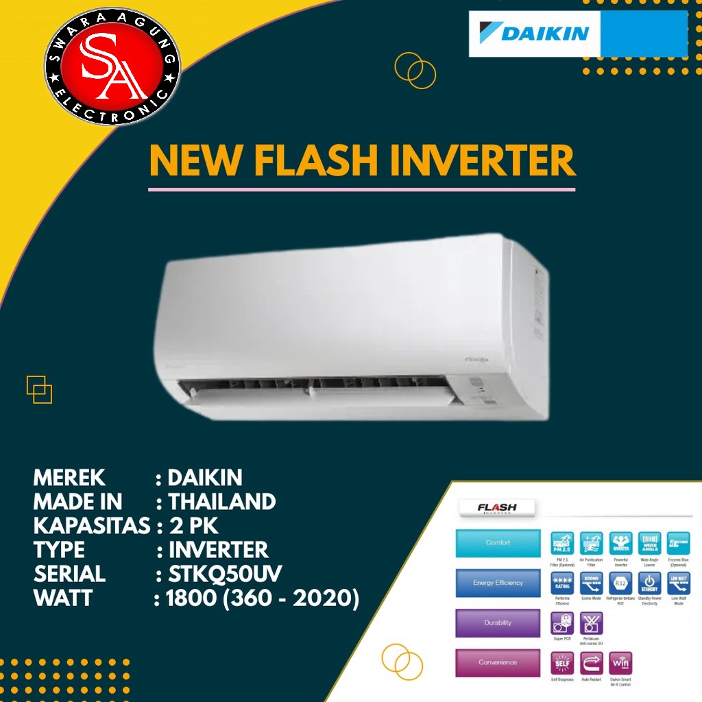 Ac Split 2Pk Daikin Flash Inverter Type: STKQ50UV (Unit Only) Khusus Medan