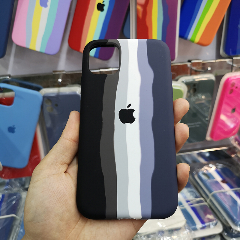 Soft Case Silikon Hitam Pelangi Hijau Cover Iphone 12 12pro 12promax 12mini 11 Pro Max X Xr Xs Max 7 6 8 Plus