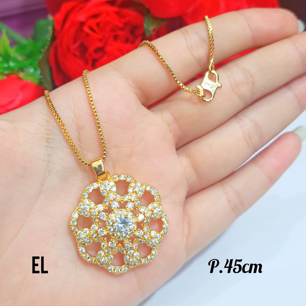 Kalung Dewasa Xp permata zircon bunga mewah emas Hongkong,tidak karat COD