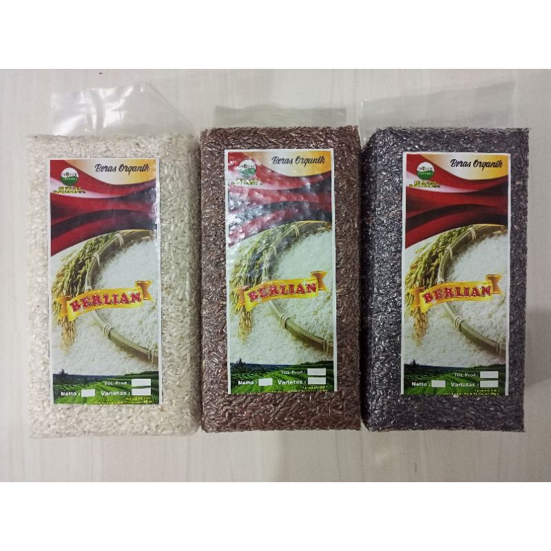 

Beras Organik Vacuum (mentik susu, merah, hitam) kemasan 1kg, siap kirim