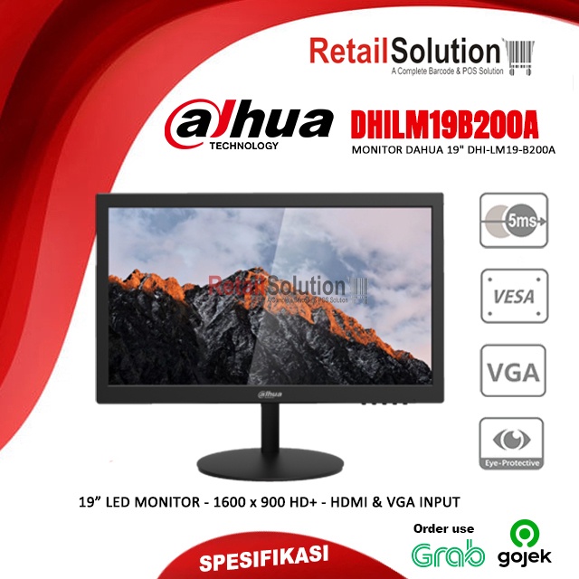 Monitor TN HD 19&quot; VGA HDMI - Dahua DHI-LM19-B200A / LM19B200A DHILM19B200A