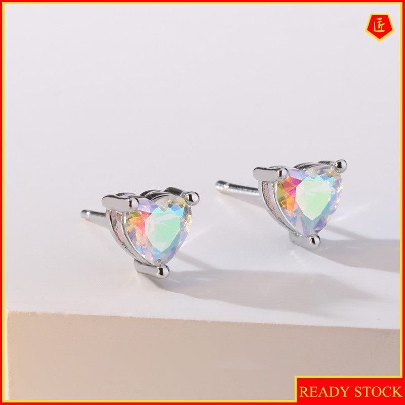 [Ready Stock]Simple Fashion Colorful Heart-Shaped Gemstone Earrings