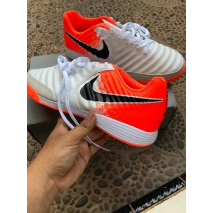 Xpress✔️ Sepatu Futsal Nike Tiempo X Finalle White Orange IC |Borong|Kualitas nomer 1|Cepat