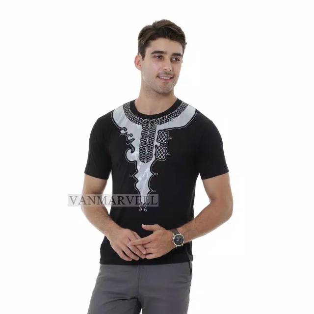 BAJU KOKO MUSLIM BLACK PANTHER TANGAN PENDEK SIZE M XXL BAJU KOKO MUSLIM BLACK PANTHER TANGAN PENDEK SIZE M XXL