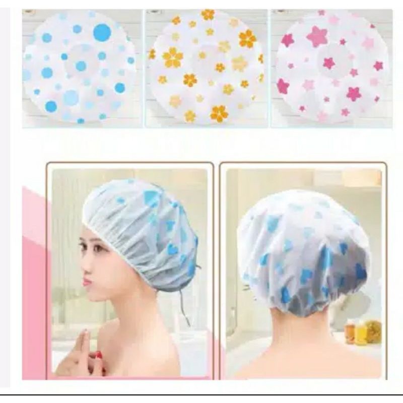 Shower cap plastik/tutup kepala saar mandi