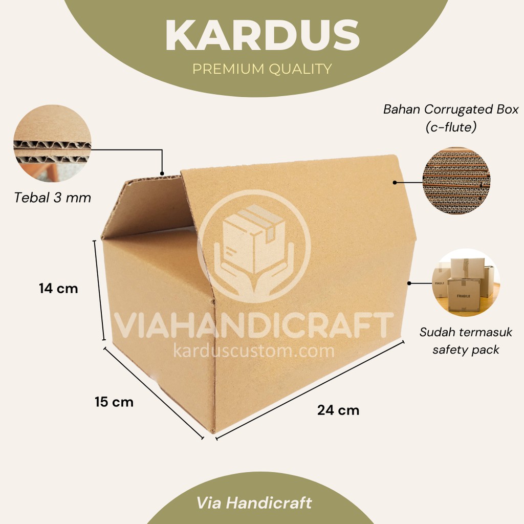 

Kardus Standar Sablon Ukuran 24 x 15 x 14 cm Packaging Produk ⁣