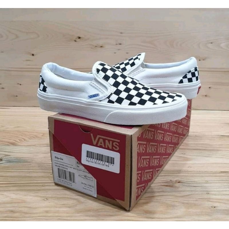 MADE IN CHINA Paket 100% Import Vans Slip On Mono Checkerboard