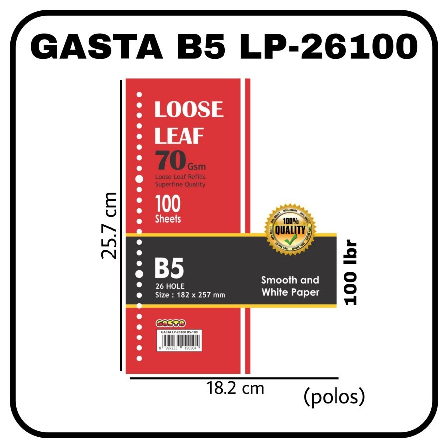 

SJS Loose Leaf B5 100 lbr/ Isi Kertas Binder/ Memo/ Paper/ Lobang